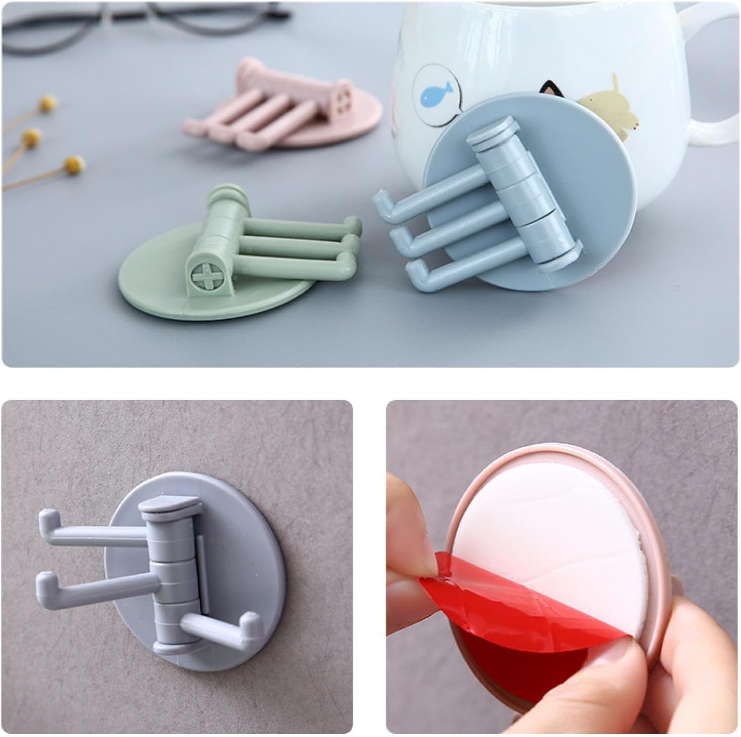 4142 Sticky Hook Household Strong Punch-Free Hook, 180°Foldable Multi-Function Rotatable Hook with 3 Hooks, Suitable for Bathroom, Kitchen, Office (1 Pc) 4142 Sticky Hook Household Strong Punch-Free Hook, 180°Foldable Multi-Function Rotatable Hook with 3 Hooks, Suitable for Bathroom, Kitchen, Office (1 Pc)